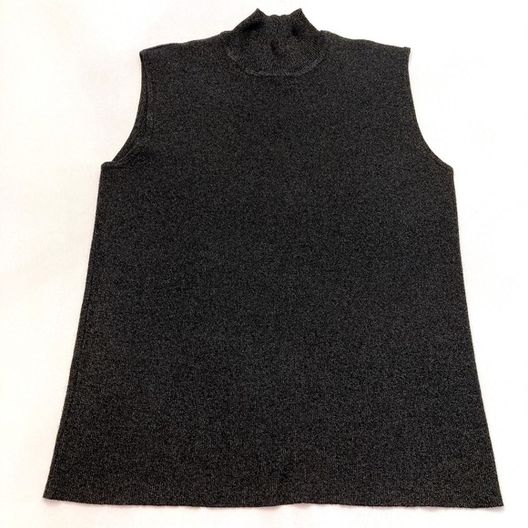Chico's Tops - Chico's Design Mock Neck‎ Sleeveless Sweater Womens Large Brand Sz 2 Black Knit